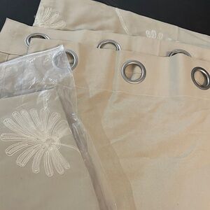 Cream Floral Embroidered Curtains